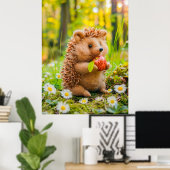 Igel mit Apple in Daisy Patch Poster (Heimbüro)