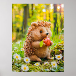 Igel mit Apple in Daisy Patch Poster