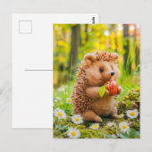 Igel mit Apple in Daisy Patch Postkarte (Vorne/Hinten)
