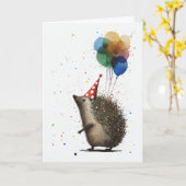Igel mit Balloons Grußkarte Karte (Gelbe Blume)