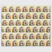 Igel mit Blume Bouquet Geschenkpapier (Flach)