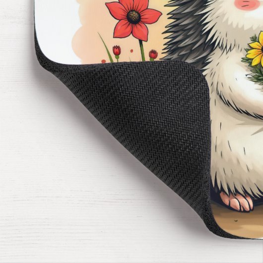Igel mit Blume Bouquet Mousepad (Ecke)