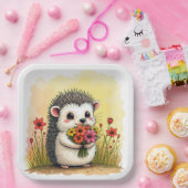 Igel mit Blume Bouquet Pappteller (Party)