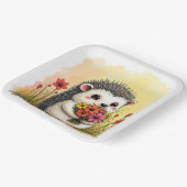 Igel mit Blume Bouquet Pappteller (Gewinkelt)