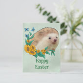 Igel mit Blüten Postkarte (Stehend Vorderseite)