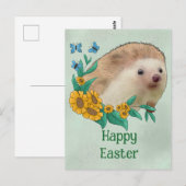 Igel mit Blüten Postkarte (Vorne/Hinten)