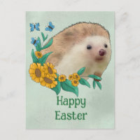 Igel mit Blüten Postkarte
