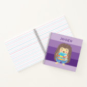 Igel mit Büchern Kind lila Notebook Notizblock (Innenseite)