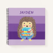 Igel mit Büchern Kind lila Notebook Notizblock (Vorderseite)