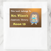 Igel mit Buchzeichen der Bibliothek für Bücher Rechteckiger Aufkleber (Tasche)