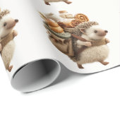 Igel mit einem mit Gebäck gefüllten Rucksack Geschenkpapier (Rolleneckpunkt)