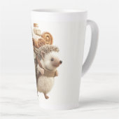 Igel mit einem mit Gebäck gefüllten Rucksack Milchtasse (Rechte Ecke)
