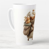 Igel mit einem mit Gebäck gefüllten Rucksack Milchtasse (Linke Ecke)