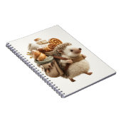 Igel mit einem mit Gebäck gefüllten Rucksack Notizblock (Rechte Seite)
