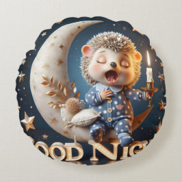 Igel mit einer Kerze, Sammlung von Natasha Us Rundes Kissen