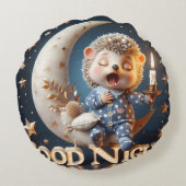 Igel mit einer Kerze, Sammlung von Natasha Us Rundes Kissen (Rückseite)