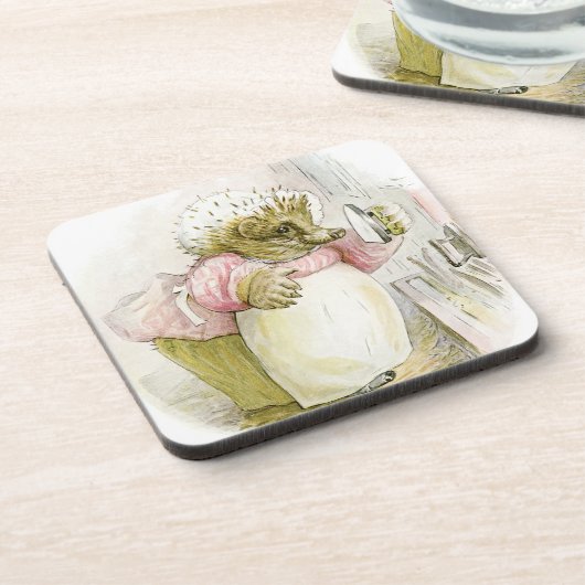 Igel mit Eisen-Frau Tiggy-Strandschnecke Untersetzer (Linke Seite)