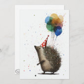 Igel mit farbenfrohen Balloons Flachgrüßkarte Dankeskarte (Vorne/Hinten)
