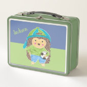 Igel mit Fußball Kind Name Metal Lunchbox (Vorderseite)