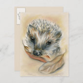 Igel mit Herbstblättern Postkarte (Vorne/Hinten)