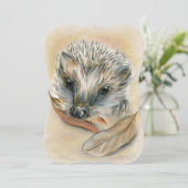 Igel mit Herbstleaves Geburtstagsparty Einladung (Stehend Vorderseite)