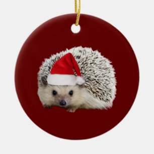 Igel mit Hut Weihnachten Keramik Ornament