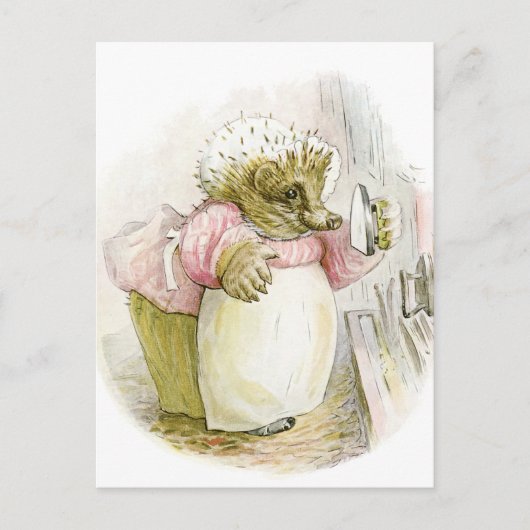 Igel mit Iron Frau Tiggy-Winkle Postkarte (Vorderseite)