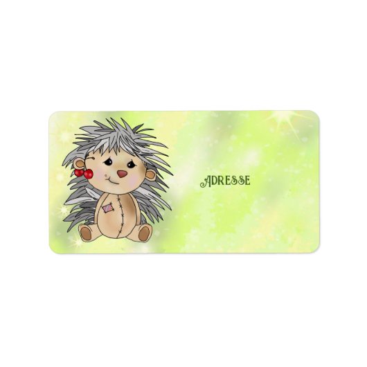 Igel mit Kirschen Adressaufkleber (Vorne)