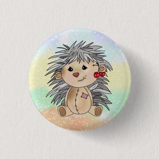 Igel mit Kirschen Button (Vorderseite)