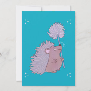 Igel mit Löwenzahn   Niedliche Volkskunst Natur Dankeskarte