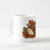 Igel mit Pilzen und Herbstlaub Kaffeetasse (Vorderseite Links)