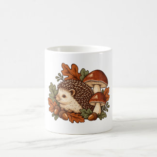 Igel mit Pilzen und Herbstlaub Kaffeetasse