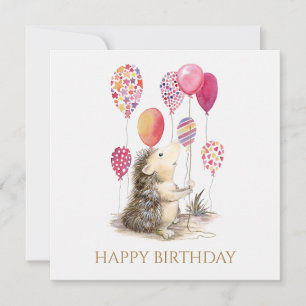 Igel mit rosa Ballons Glückwunsch zum Geburtstag