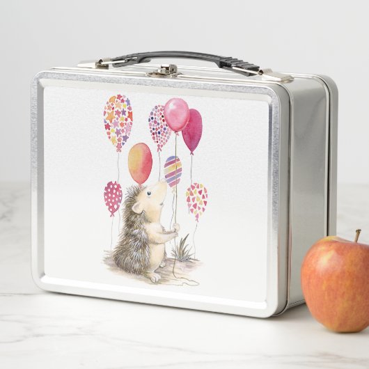 Igel mit rosa Ballons Metall Brotdose (Beispiel)
