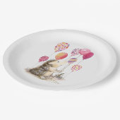 Igel mit rosa Ballons Pappteller (Schrägansicht)