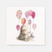 Igel mit rosa Ballons Serviette (Vorderseite)