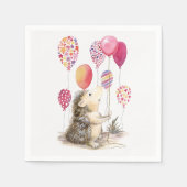 Igel mit rosa Ballons Serviette (Vorderseite)