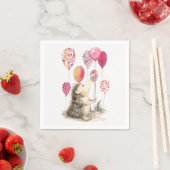Igel mit rosa Luftballons Serviette (Beispiel)