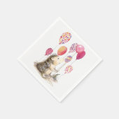 Igel mit rosa Luftballons Serviette (Ecke)