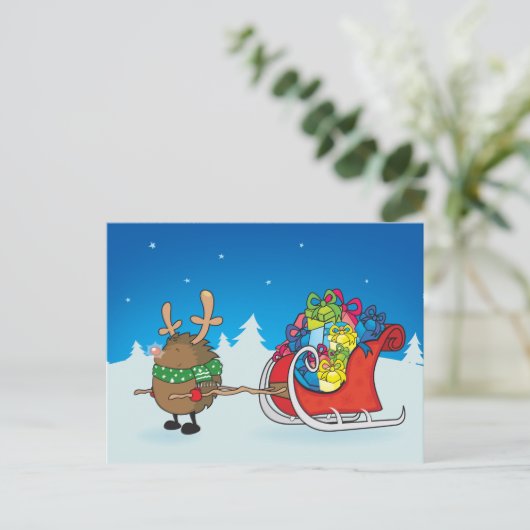 Igel mit roter Nose Postkarte (Stehend Vorderseite)