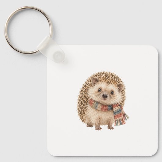 Igel mit winzigem Schal Schlüsselanhänger (Vorderseite)