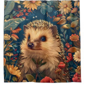 Igel-Muster Vintage-Wald Blumen Garten Duschvorhang (Vorderseite)