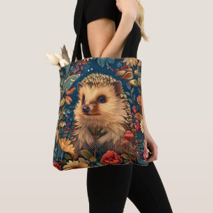 Igel-Muster Vintage-Wald-Blumen-Garten Tasche