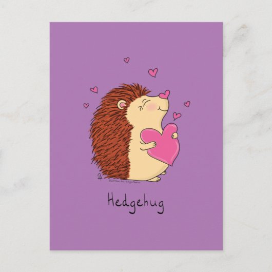Igel Niedlich Kinder Valentinstag Schläger Postkarte (Vorderseite)
