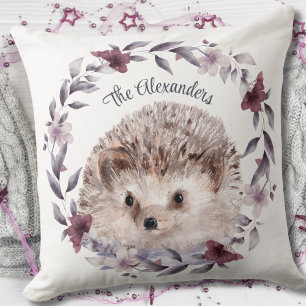 Igel Niedlich Woodland Watercolor Mit Monogramm Na Kissen