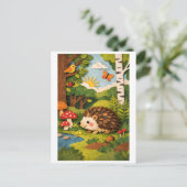Igel-Papierscherenschnitt-Collage Postkarte (Stehend Vorderseite)