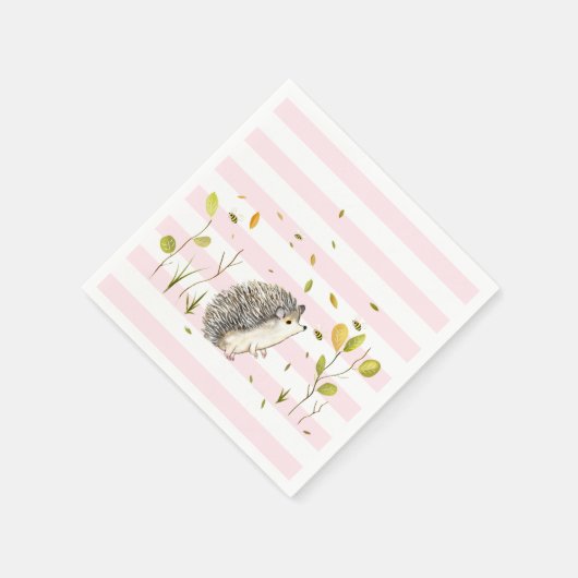 Igel Party Dekor Papier Napkins Rosa Streifen Serviette (Ecke)