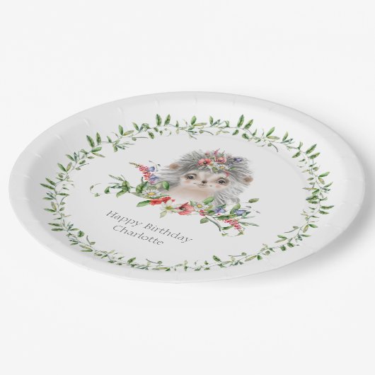 Igel Personalisierte Papiertafel Pappteller (Schrägansicht)
