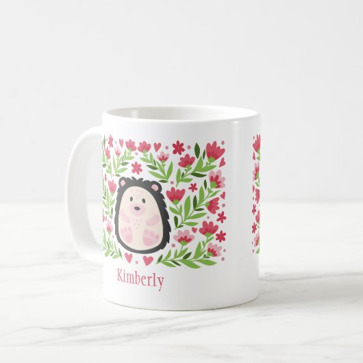 Igel personalisierter Name Kaffeetasse (Vorderseite Links)