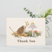 Igel Pilze Butterfly Babydusche Dankeskarte (Stehend Vorderseite)